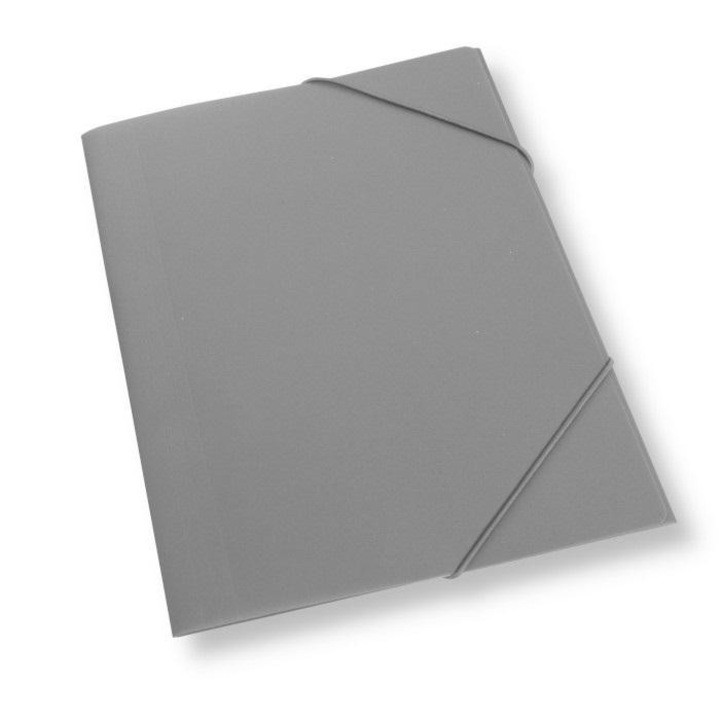 Dosar A4, din plastic, gri, cu banda elastica, PENWORD
