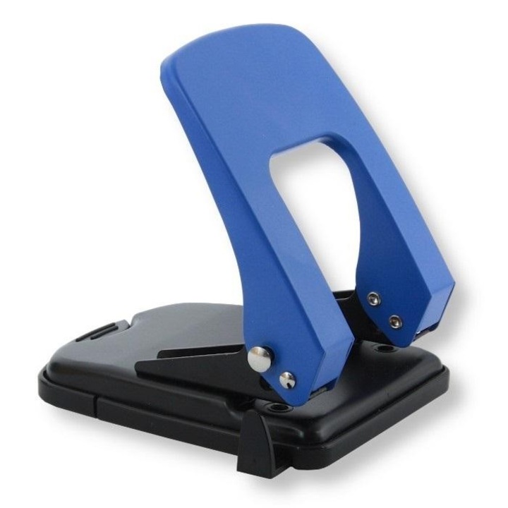 Perforator metalic Penword PN-03, capacitate 40 foi, negru/albastru