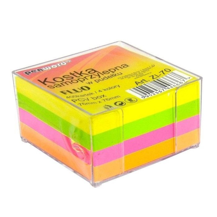 Penword ZI-70 öntapadós kocka, 76x76mm, 400 lapos készlet, 4 szín
