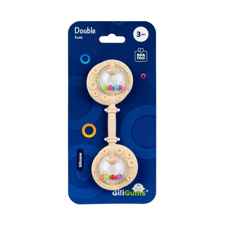 Играчка дрънкалка, Giligums, силикон, бежов