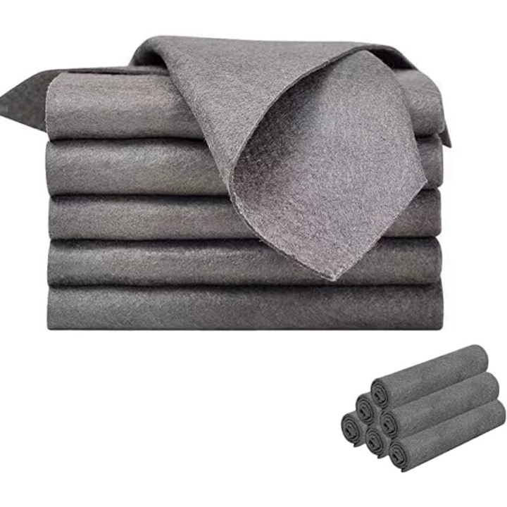 Carpa magica de curatat ingrosata, 5 bucati, carpa magica de curatat din microfibra reutilizabila, carpa de curatare magica ingrosata pentru baie, JENUOS®, neagra