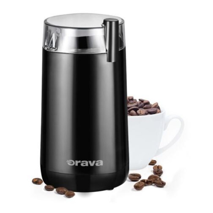 Rasnita de cafea Orava KM 803 - capacitate 45 g, 180W, 9,1 x 17,2 x 9,1 cm, otel inoxidabil, Negru