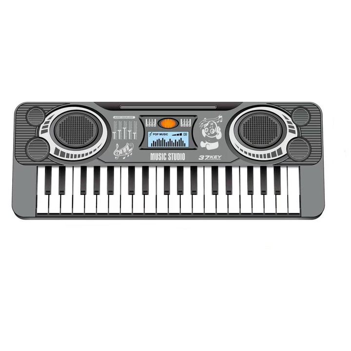 Детски електронен орган, Axroad Mall, 37 клавиша, с режим на изпълнение и музикален режим, с AAA батерия, развива когнитивните умения на децата, запознава ги с музиката и ритъма, подходящ за деца над 3 години, ABS, 35x4x13 см, черен