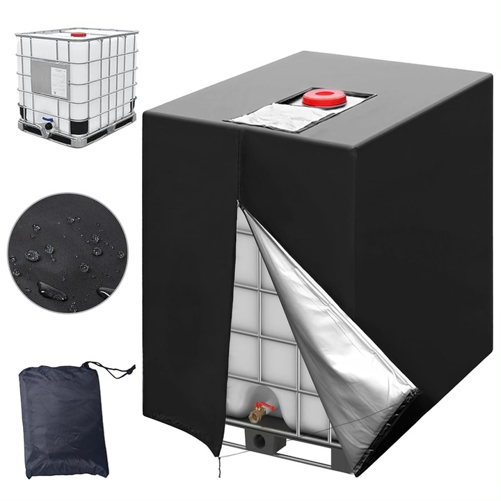 Prelata Rezervor de Apa, Poliester, Rezistent la Vant/apa/UV, V 1000L, 116 x 100 x 120 cm