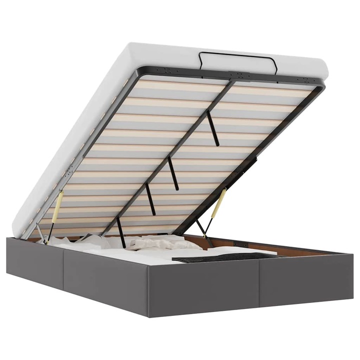 vidaXL Cadru pat otoman fara saltea, gri 120x200 cm piele artificiala, 21.4 kg