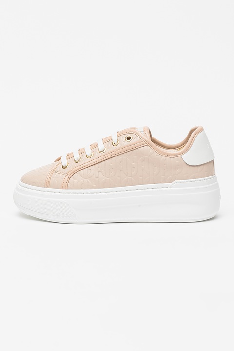 Furla, Pantofi sport din piele cu model monograma, Roz prafuit, 36