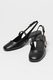 Furla, Pantofi Mary Jane de piele cu toc si catarama, Auriu, Negru stins, 40