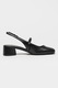 Furla, Pantofi Mary Jane de piele cu toc si catarama, Auriu, Negru stins, 40