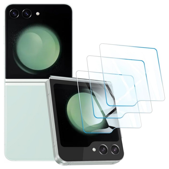 Комплект от 3 стъклени протектора за Samsung Galaxy Z Flip5 F731/ Flip6, Ultra HD, Anti-Scratch, Anti-Shock, Vanaxalife®