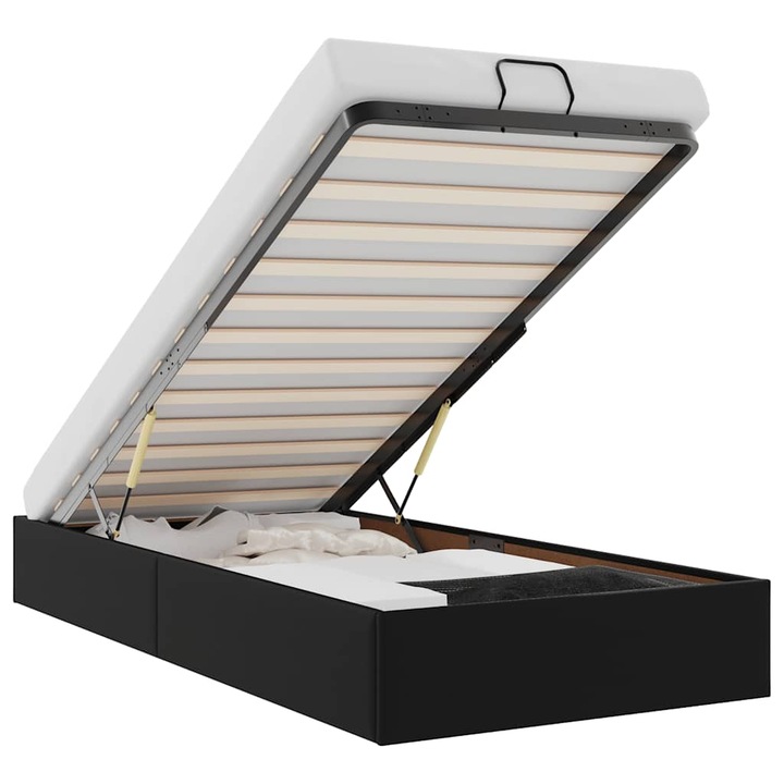 Cadru de pat vidaXL, otoman fara saltea Negru piele artificiala, 15.96 kg