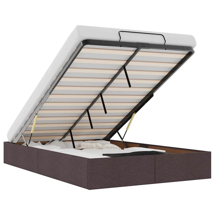 Cadru de pat vidaXL, otoman fara saltea tesatura maro inchis 120x200 cm, 21.85 kg