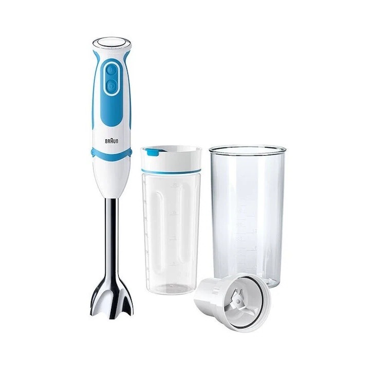 Вертикален миксер Braun MQ 5251, 21 скорости, 1000 W, Бял / Син