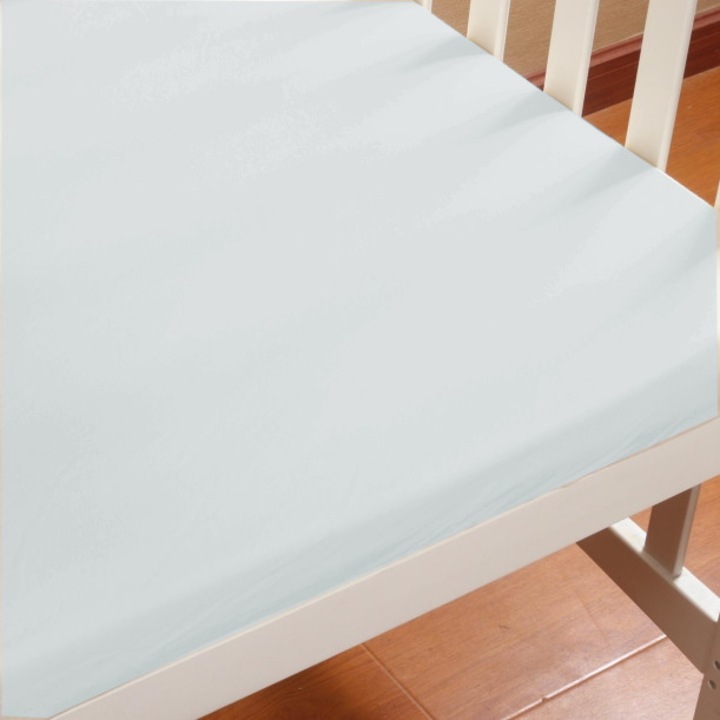 Cearceaf patut bumbac 100%, cu elastic, gri deschis, 60x120 cm