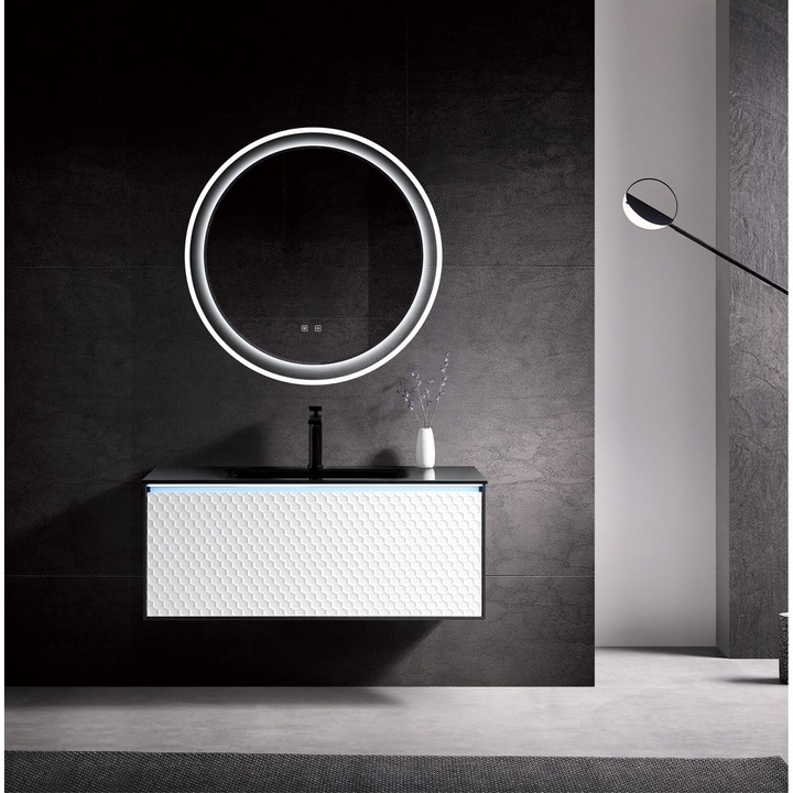 Set mobilier baie suspendat TRENDY’S, gri, 61 X 46 X 41