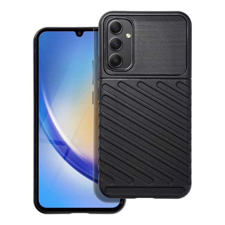 Telefontok Samsung Galaxy A34 5G - Thunder fekete ütésálló szilikon hátlap tok