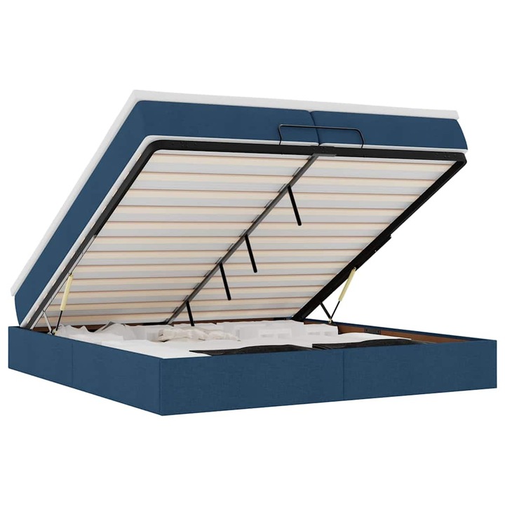 Cadru de pat otoman cu saltele vidaXL, tesatura, albastra, 200x200cm, 48.24 Kg 3311140
