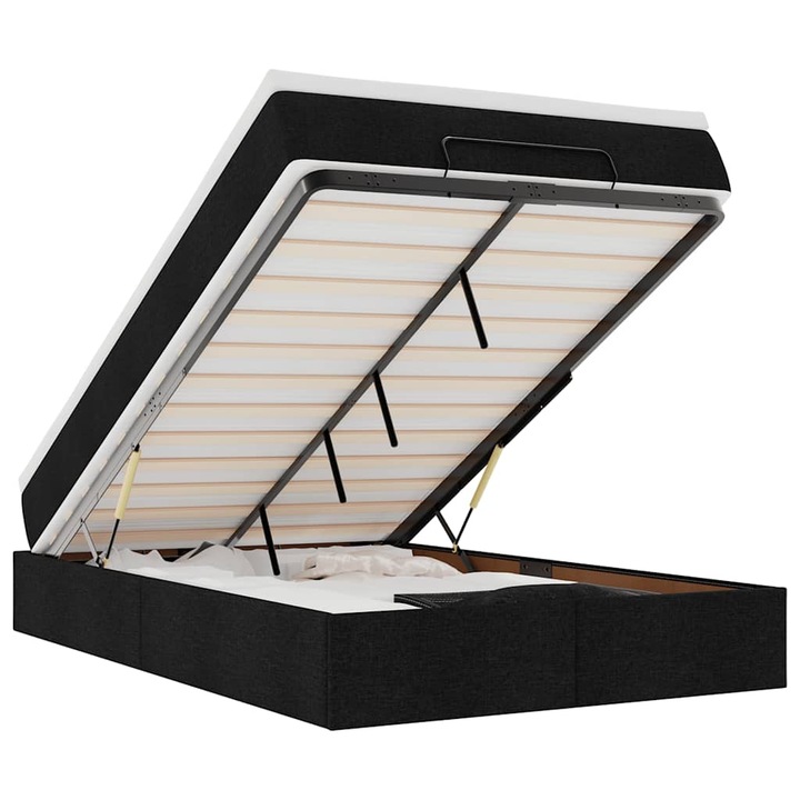 Cadru de pat vidaXL, otoman cu saltea tesatura neagra 120x200cm, 45.13 kg