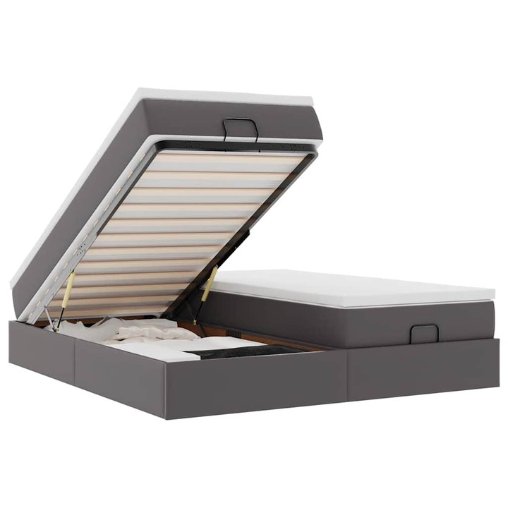 VidaXL Ottomán ágykeret matraccal Szürke 180x200cm műbőrrel 39.42 kg