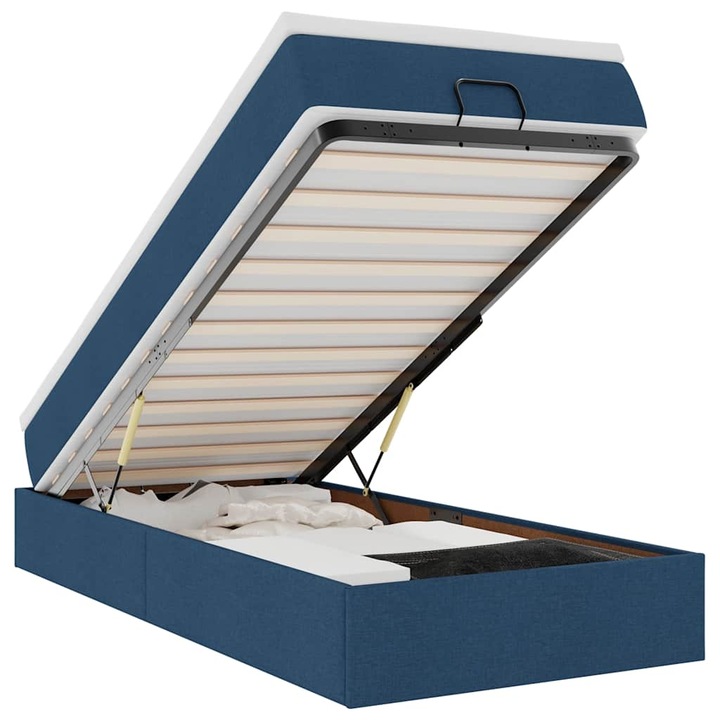 Cadru de pat vidaXL, otoman cu saltea tesatura albastra 100x200cm, 36.62 kg