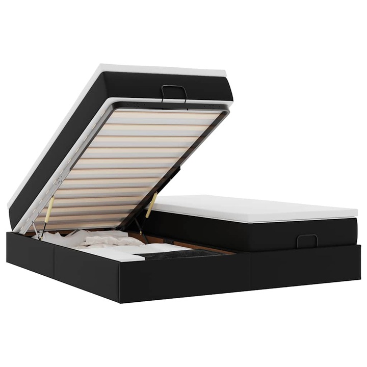 Cadru de pat vidaXL, otoman saltele Negru 200x200cm piele artificiala, 37.24 kg