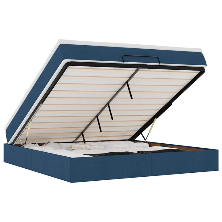 Cadru de pat otoman cu saltea vidaXL, tesatura, albastra, 160x200cm, 53.82 Kg 3311126