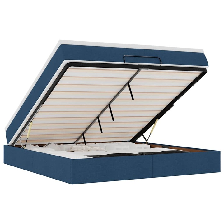 Cadru de pat otoman cu saltea vidaXL, tesatura, albastra, 180x200cm, 58.04 Kg 3311133