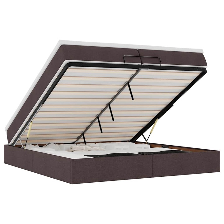 Cadru de pat otoman cu saltele vidaXL, tesatura, maro inchis, 200x200cm, 48.24 Kg 3311137