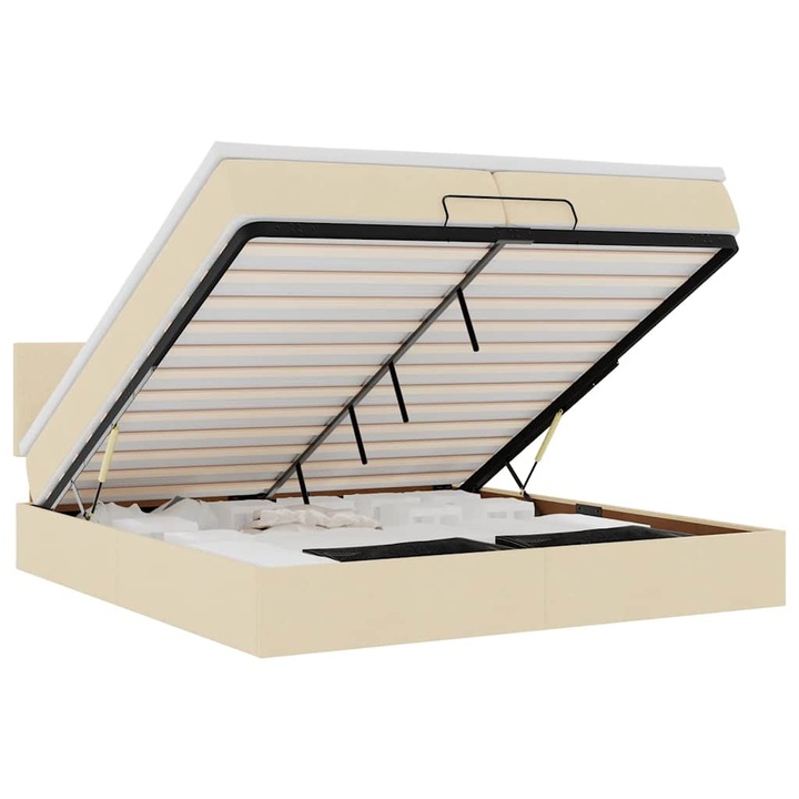 VidaXL Ottomán ágykeret matraccal krém 200x200 cm anyaggal 62.72 kg