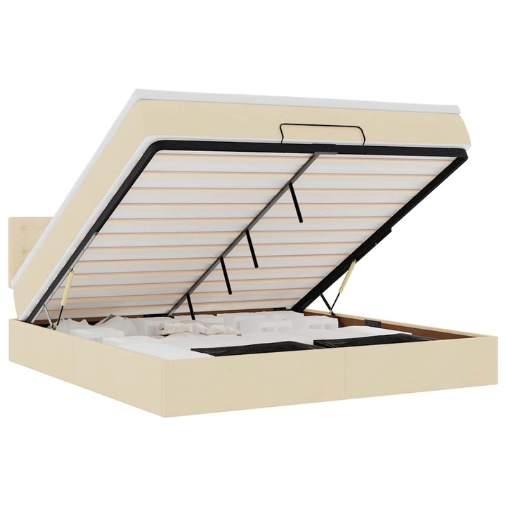 Cadru de pat otoman cu saltea vidaXL, crem, 180x200cm, stofa, 67.49 Kg 3311648