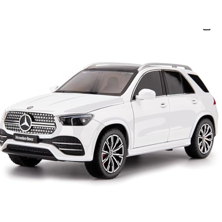 Mercedes GLE fém autó modell, fehér, 1:24, fények, hangok, hátrahúzós mechanizmus, füst, minden ajtó, csomagtérajtó és motorháztető nyitható, 20 cm, VisionXXI