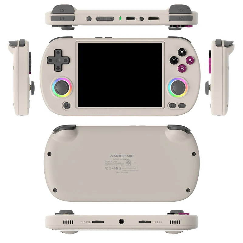 Consola retro portabila ANBERNIC RG40XX H cu jocuri, quad core Cortex-A53 1.5GHz, 1GB LPDDR4, IPS LCD 4" 640x480, 3200 mAh, WiFi 5, Bluetooth 4.2, gri