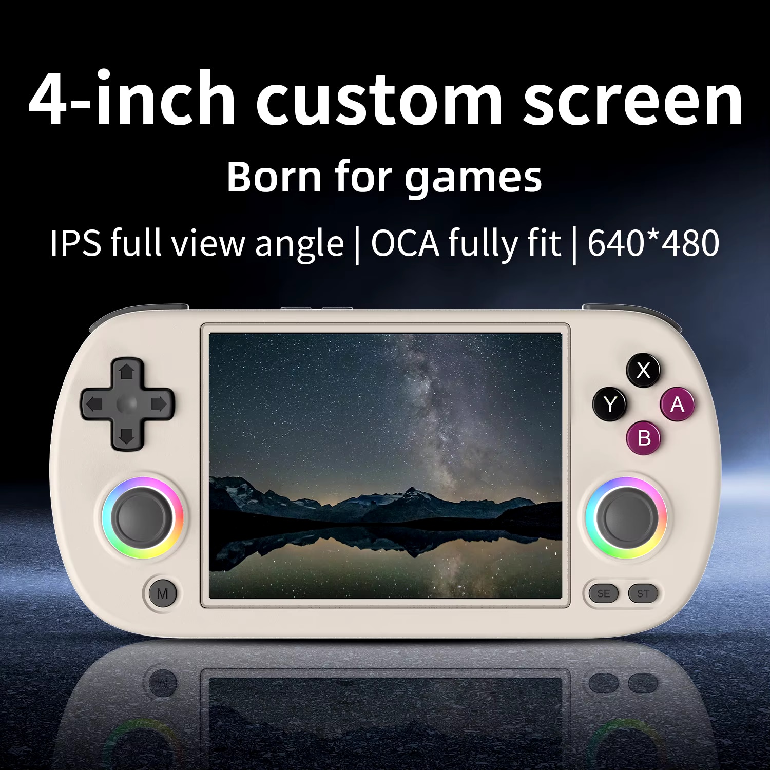 Consola retro portabila ANBERNIC RG40XX H cu jocuri, quad core Cortex-A53 1.5GHz, 1GB LPDDR4, IPS LCD 4" 640x480, 3200 mAh, WiFi 5, Bluetooth 4.2, gri