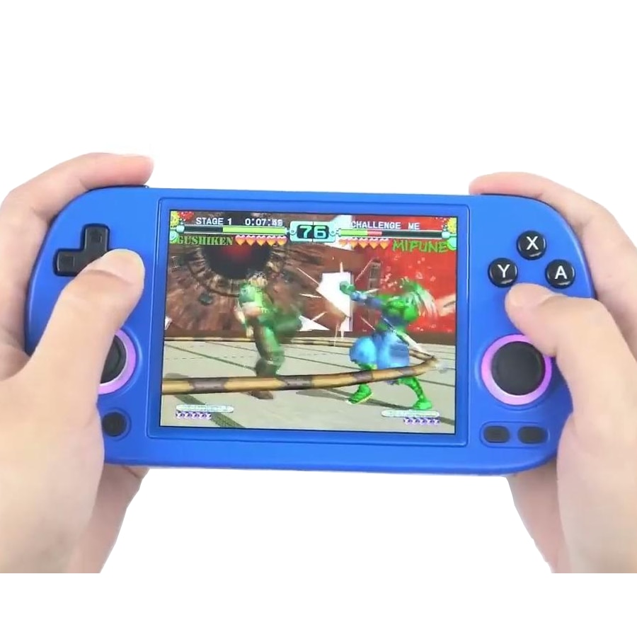 Consola retro portabila ANBERNIC RG40XX H cu jocuri, quad core Cortex-A53 1.5GHz, 1GB LPDDR4, IPS LCD 4" 640x480, 3200 mAh, WiFi 5, Bluetooth 4.2, albastru