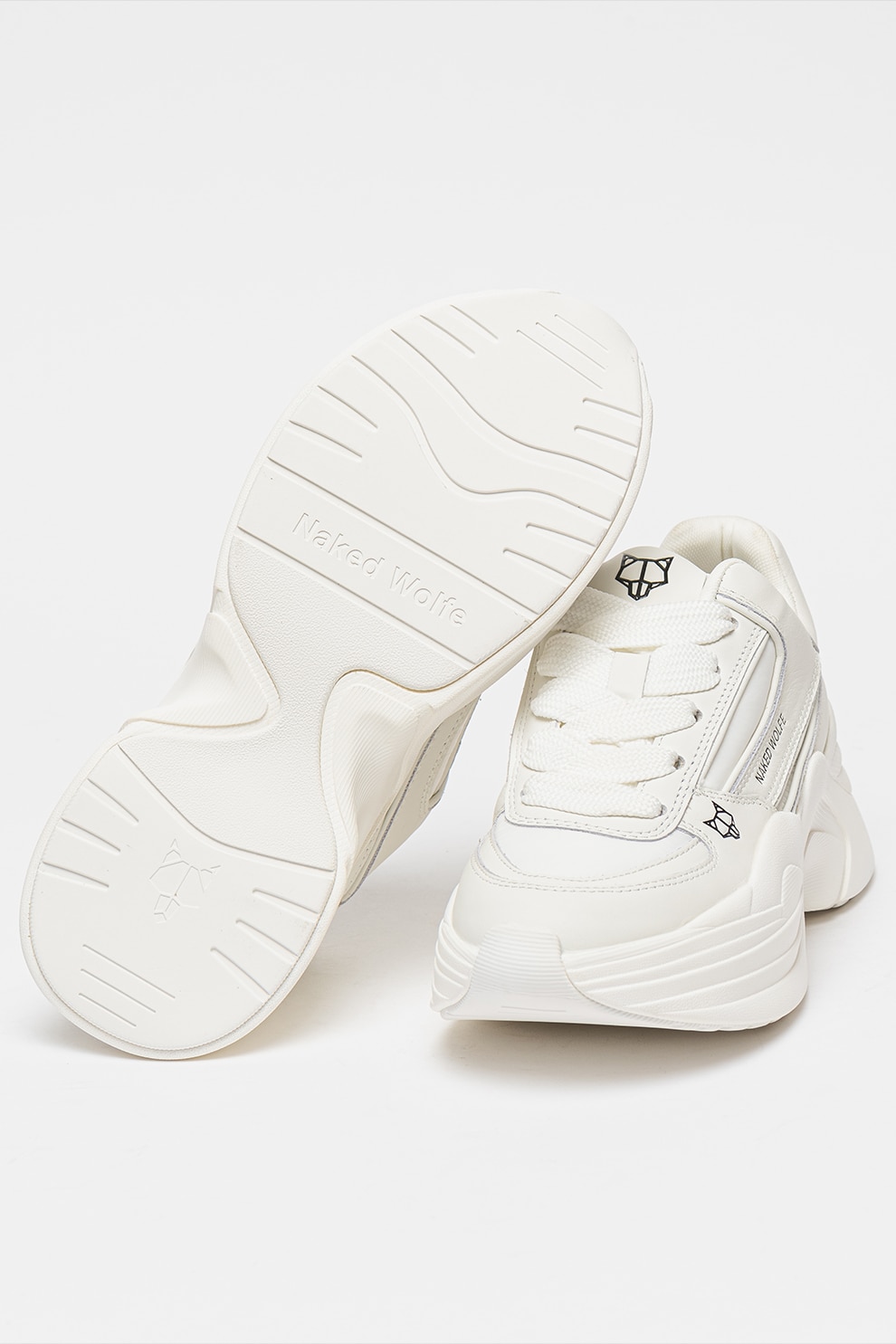 NAKED WOLFE, Pantofi sport wedge din piele Temple, Alb, 38 - eMAG.ro