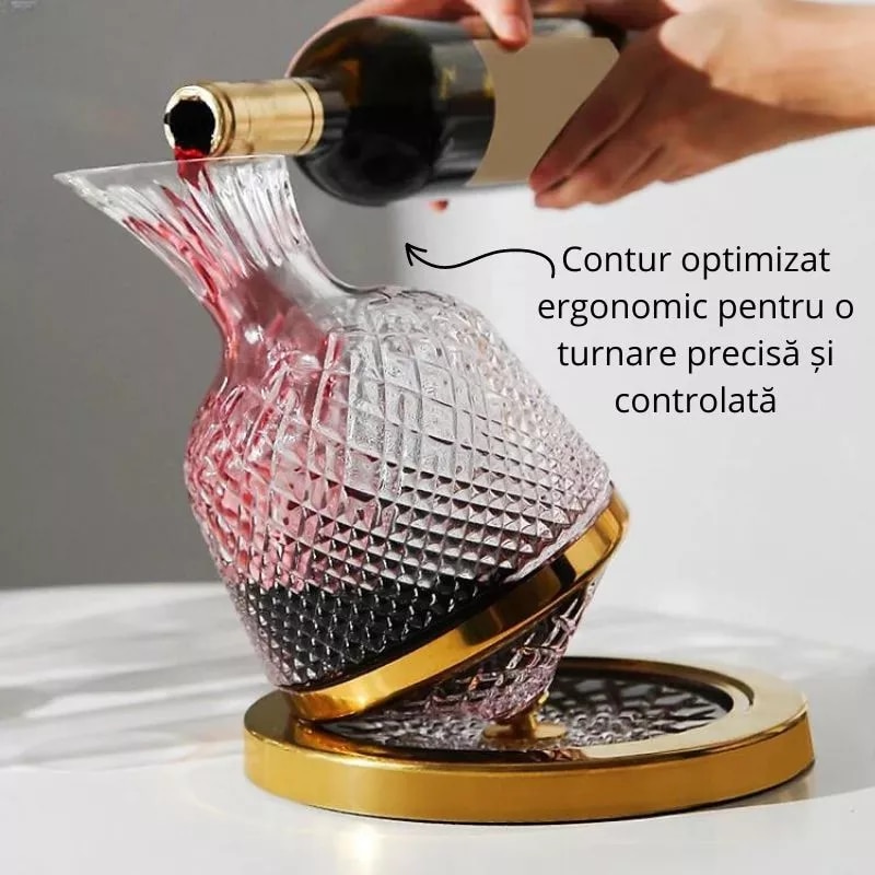 Set Decantor de Bauturi Rotativ 360° cu 2 Pahare, Design Elegant ...