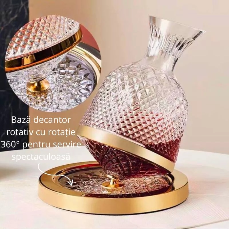 Set Decantor de Bauturi Rotativ 360° cu 2 Pahare, Design Elegant ...