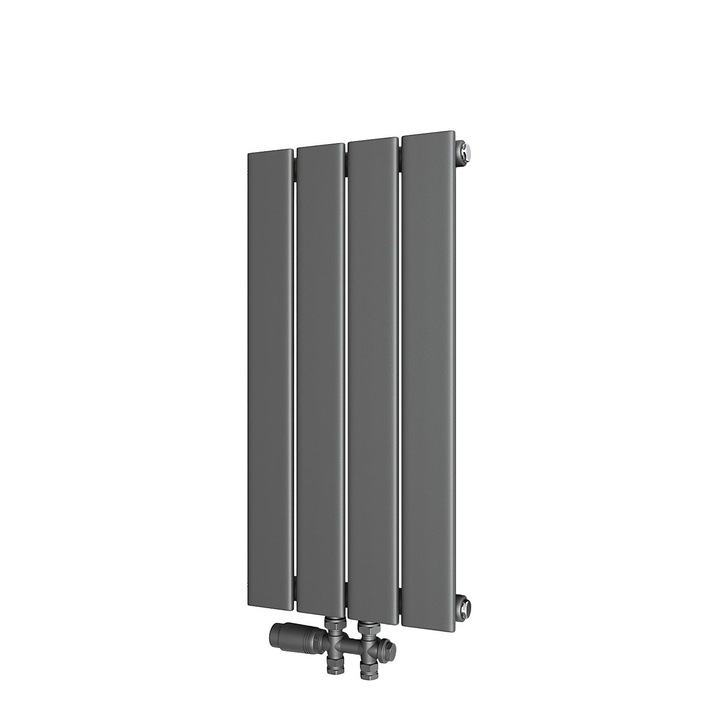 Calorifer vertical, 600×311mm, Un singur strat, 222W, Cu supapa, Anthracite gray