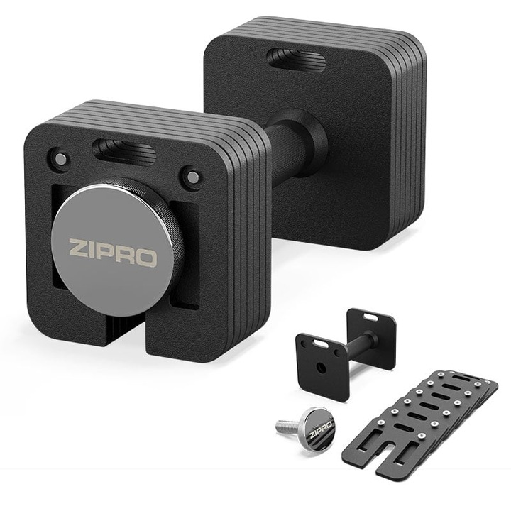 Set gantere reglabile Zipro SQUARE, Otel, 16kg
