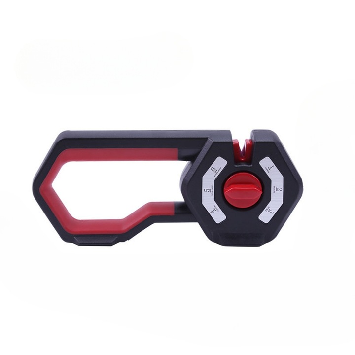 Dispozitiv Profesional Manual pentru Ascutit Cutite, Ascutitor de cutite si foarfece 6 in 1, Otel Tungsten, Ascutire, Slefuire, Suprafata Anti Alunecare, Negru