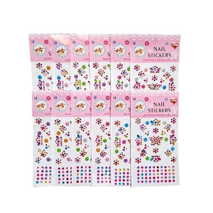 Sticker cristale autoadezive, 12 folii, peste 2500 strasuri, multicolore