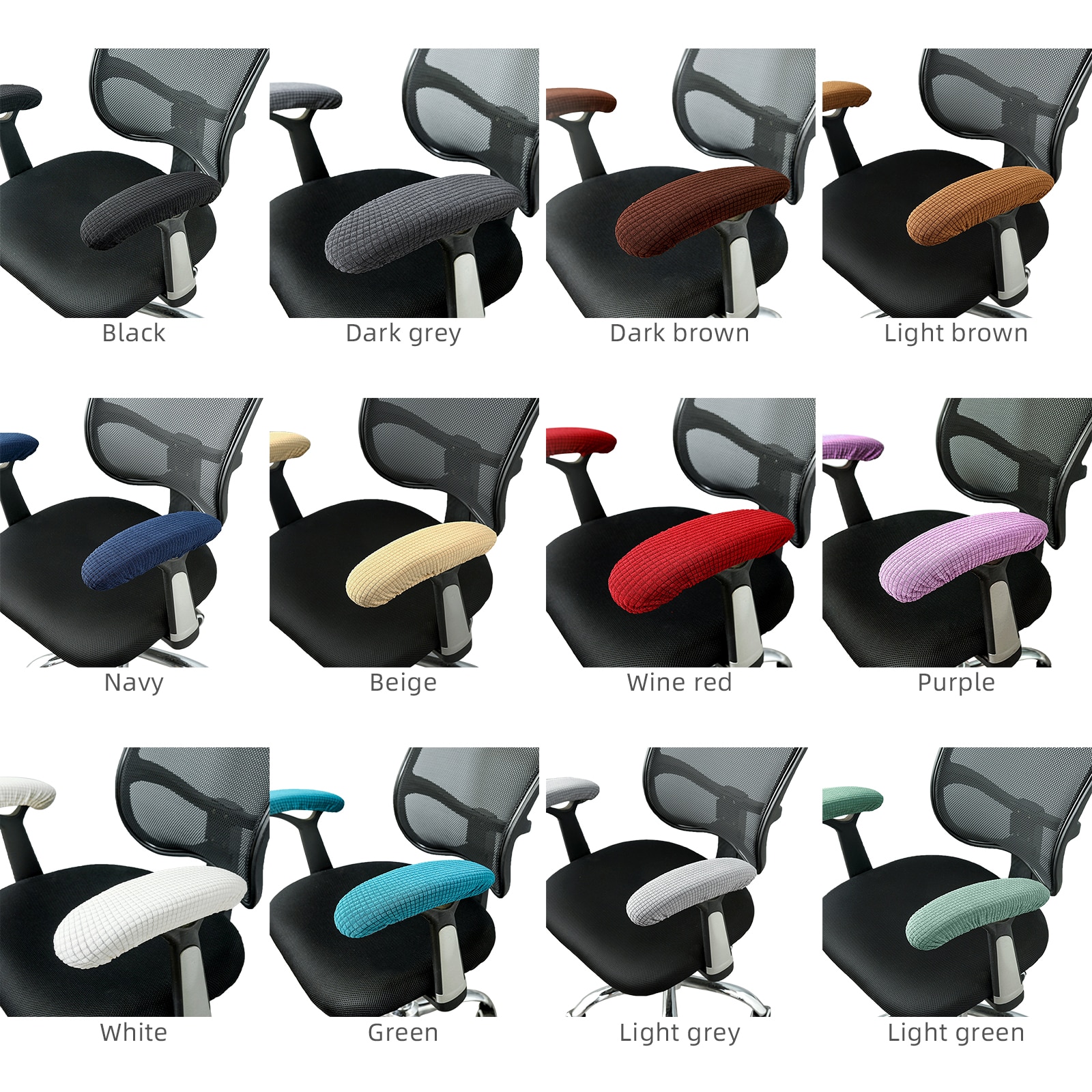 Huse pentru cotiere de birou, BGHYHYHI, set 2 bucati, elastic, impermeabil, negru, 23x40cm