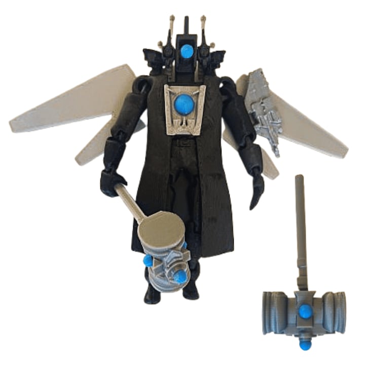 Фигурка тип фиджет робот Upgraded Titan Cameraman, Skibidi Toilet, с аксесоари, многоцветна, пластмаса, 145x175x40 мм