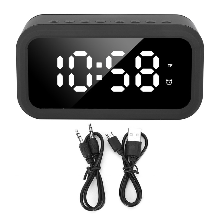 Boxa portabila Jormftte, mini stereo wireless, Bluetooth, impermeabila, cu curea ajustabila, neagra, 95x55x24cm