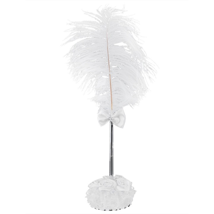 Fehér tollas toll és dekoratív tartó, Jormftte, 43x11cm, 8x8x4.5cm
