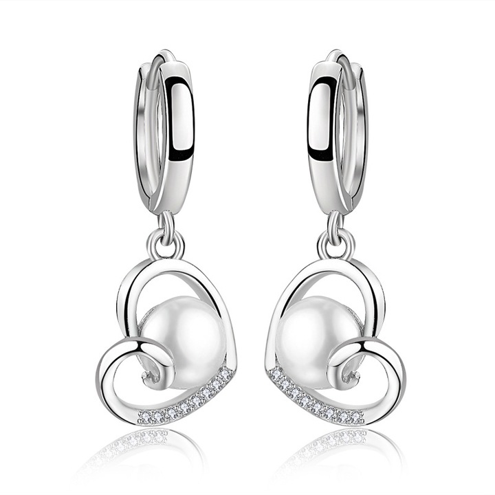 Cercei dama, Haiaveng, Cupru, alb/argintiu