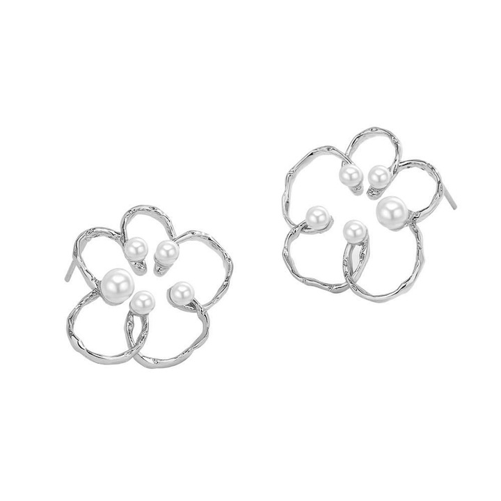 Cercei dama Haiaveng, Cupru, alb/argintiu