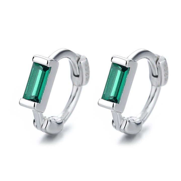 Női fülbevaló, Haiaveng, S925 sterling ezüst, zöld cirkónia