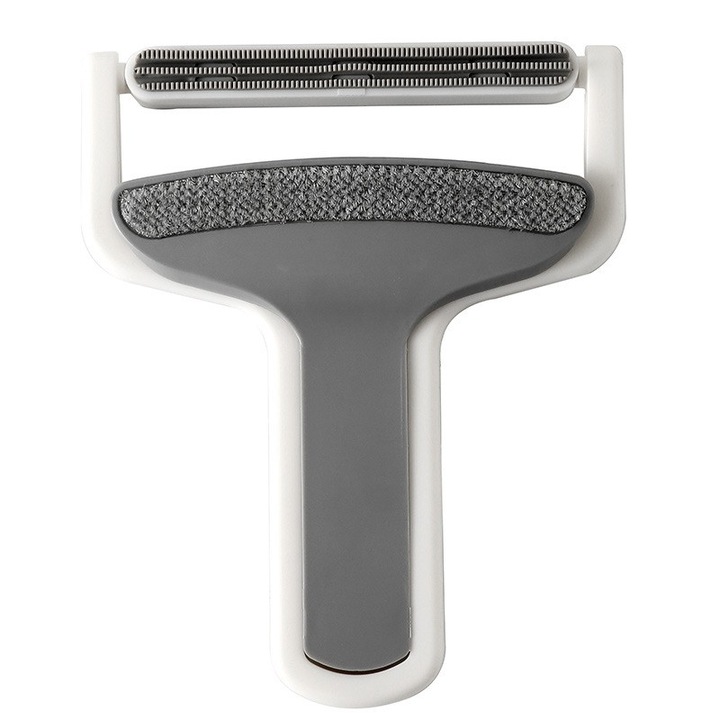 Perie de Indepartarea a Parului si Scamelor, Flippy, 12 x 15 cm, Maner Confortabil, Alb/Gri