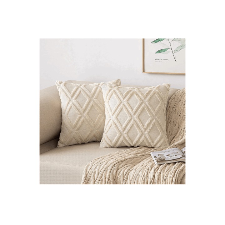 Set 2 fete de perne decorative, Miulee, Bej, 40x40 cm, 5NKF