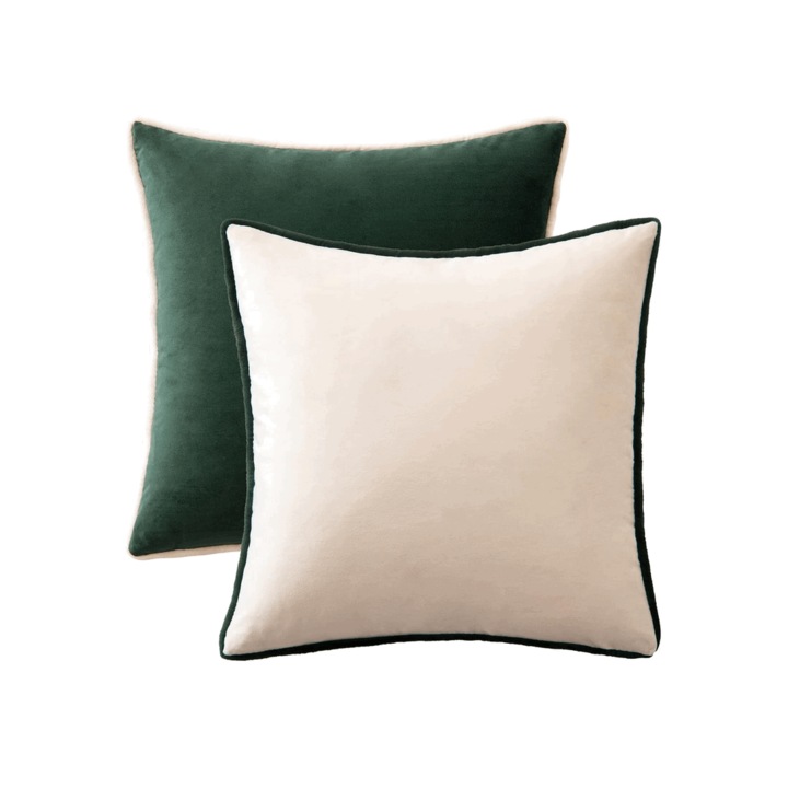 Set 2 fete de perne decorative, Miulee, Verde/alb, 45x45 cm, FRCZ